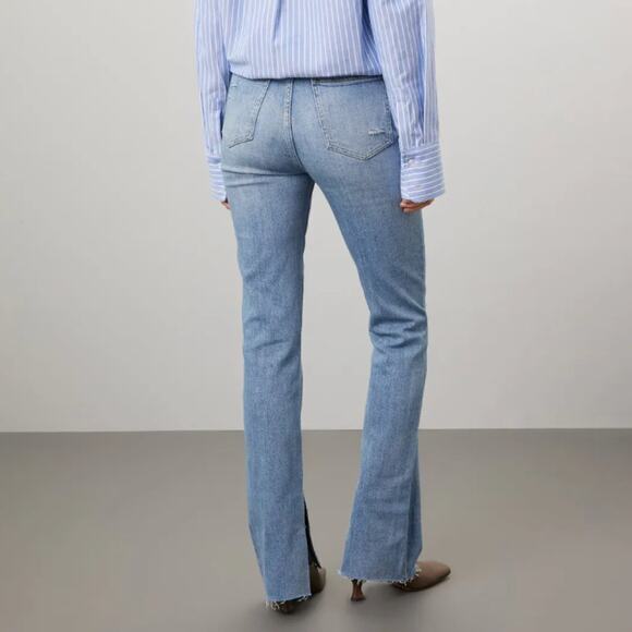 Pistola Straight Split Hem Jeans SIZE 25 High Rise Distress Denim Designer $168 - Picture 3 of 11